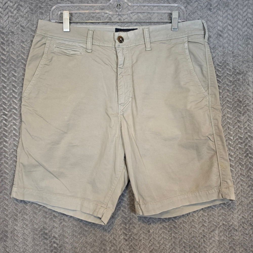 American Eagle Next Level Flex Slim Chino Shorts Mens 33 Khaki Tan Stretch 9 In